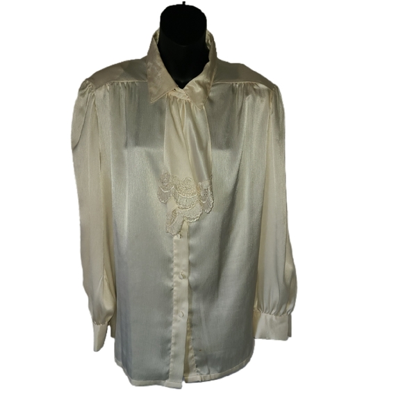 VINTAGE KORET CAREER JABOT COLLAR BLOUSE - Picture 2 of 4